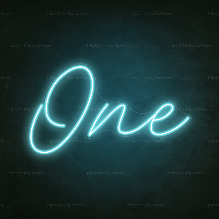 One Neon Sign in Glacier blue