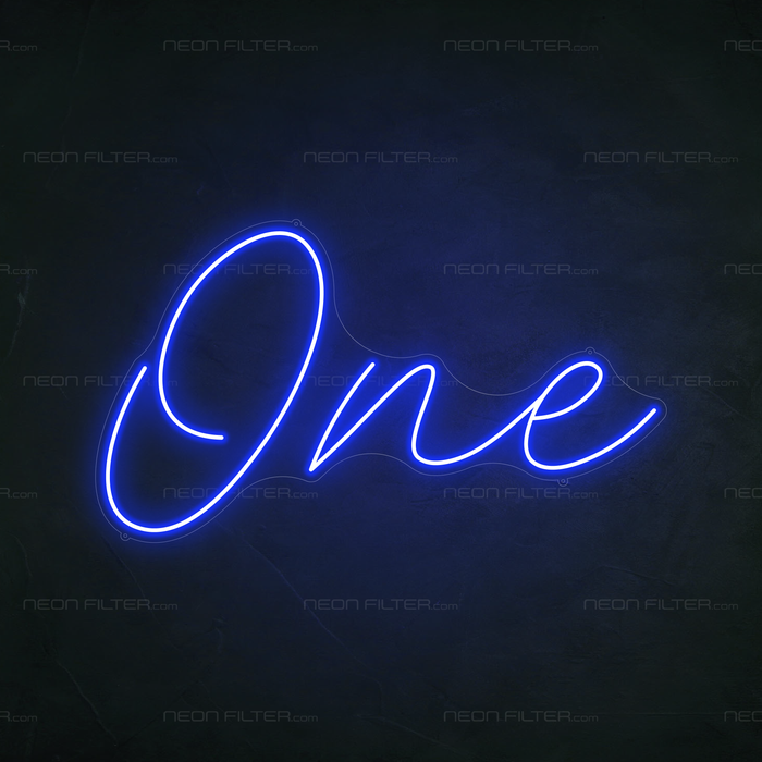 One Neon Sign in Santorini Blue