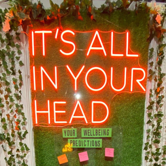 Orange It's All In Your Head Neon Sign by stressmattershq