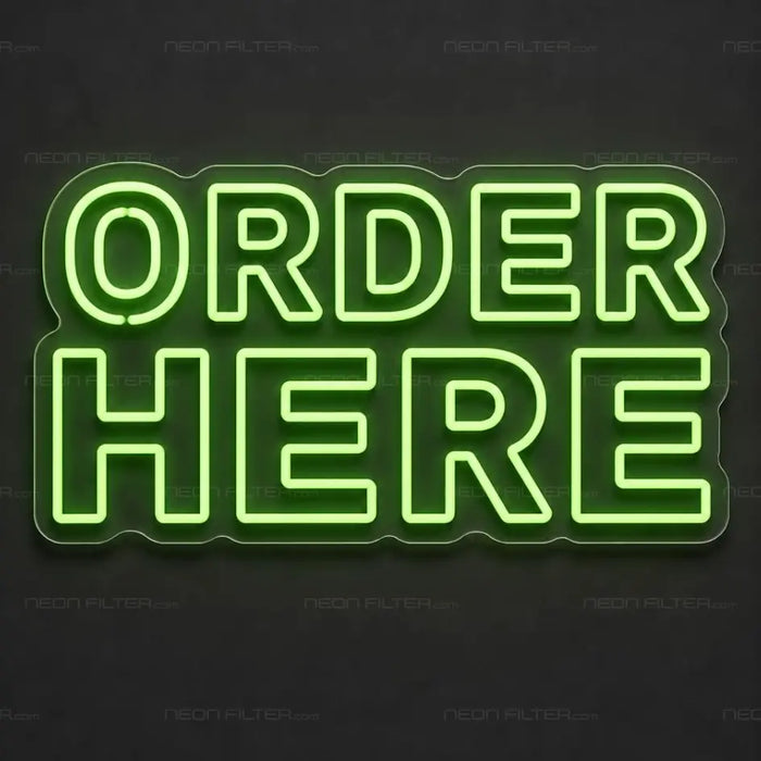 Order Here Outline Neon Sign for RetailShop Decor - Neon Filter