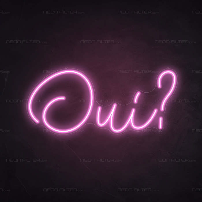 Oui Neon Sign in Pastel Pink