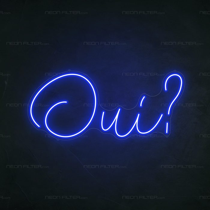 Oui Neon Sign in Santorini Blue