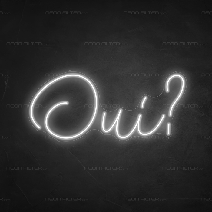 Oui Neon Sign in Snow White