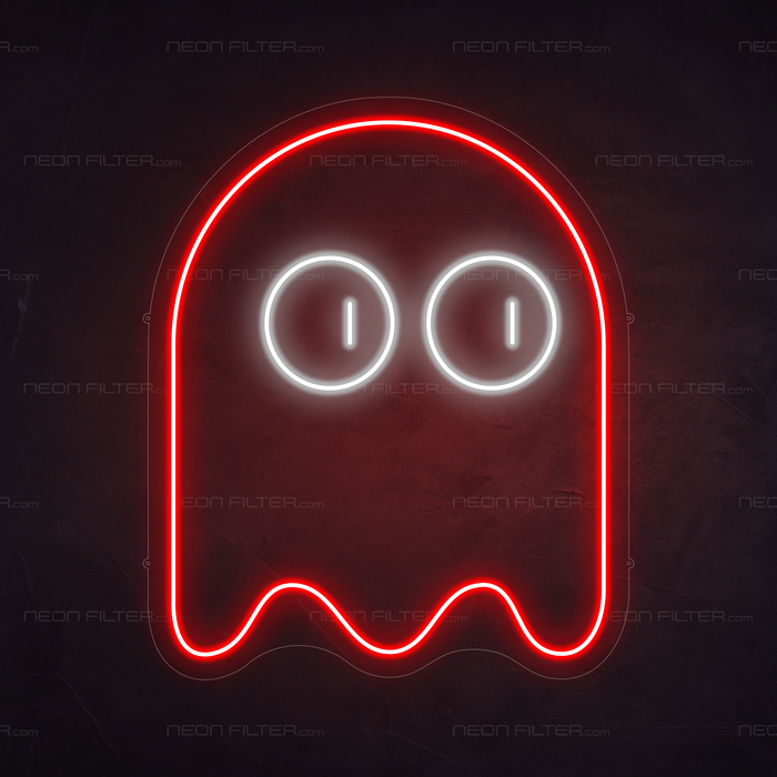 Pac-man Ghost Neon Sign in Hot Mama Red. Blinky