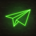 Paper Aeroplane Neon Sign in Glow Up Green