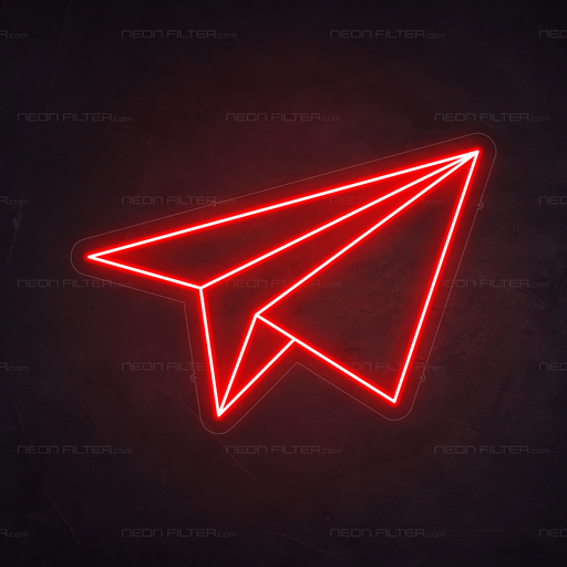 Paper Aeroplane Neon Sign in Hot Mama Red