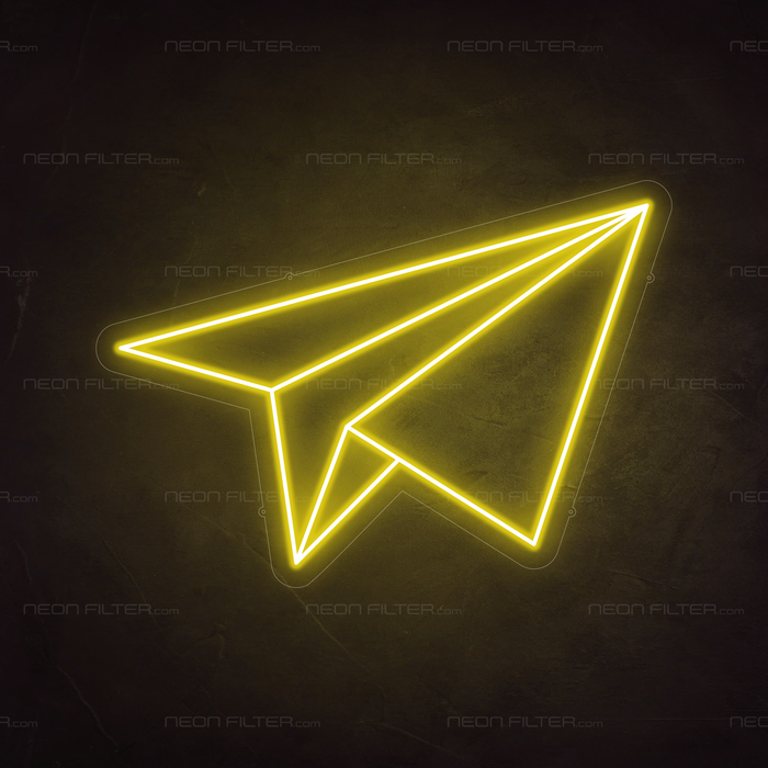 Paper Aeroplane Neon Sign in Paradise Yellow