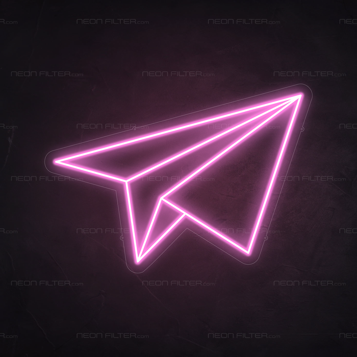 Paper Aeroplane Neon Sign in Pastel Pink