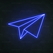 Paper Aeroplane Neon Sign in Santorini Blue