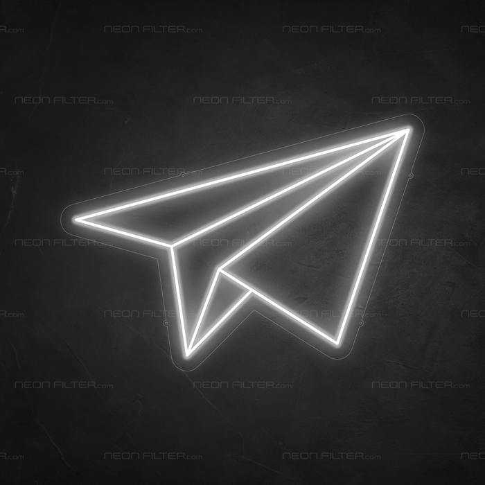 Paper Aeroplane Neon Sign in Snow White