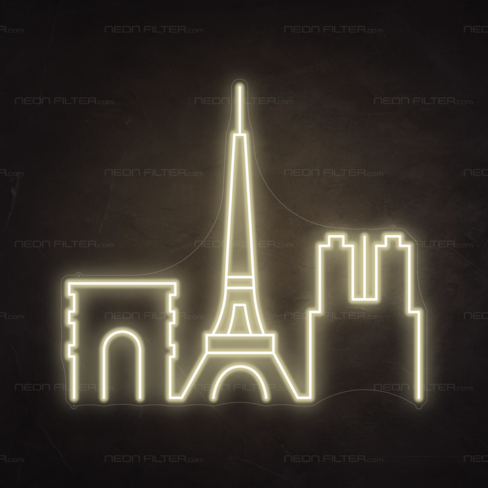 Paris Skyline Neon Sign in Cosy Warm White