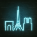 Paris Skyline Neon Sign in Glacier blue