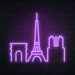 Paris Skyline Neon Sign in Hopeless Romantic Purple