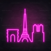 Paris Skyline Neon Sign in Love Potion Pink