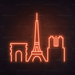 Paris Skyline Neon Sign in Sunset Orange