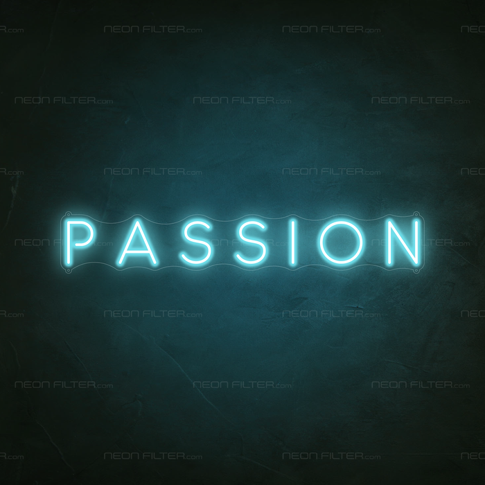 Passion Neon Sign in Glacier blue