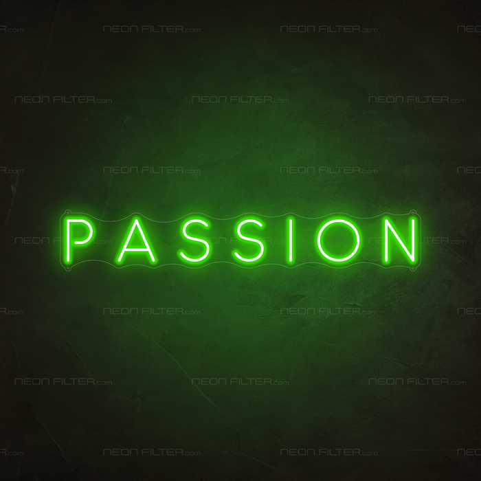 Passion Neon Sign in Glow Up Green