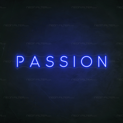 Passion Neon Sign in Santorini Blue