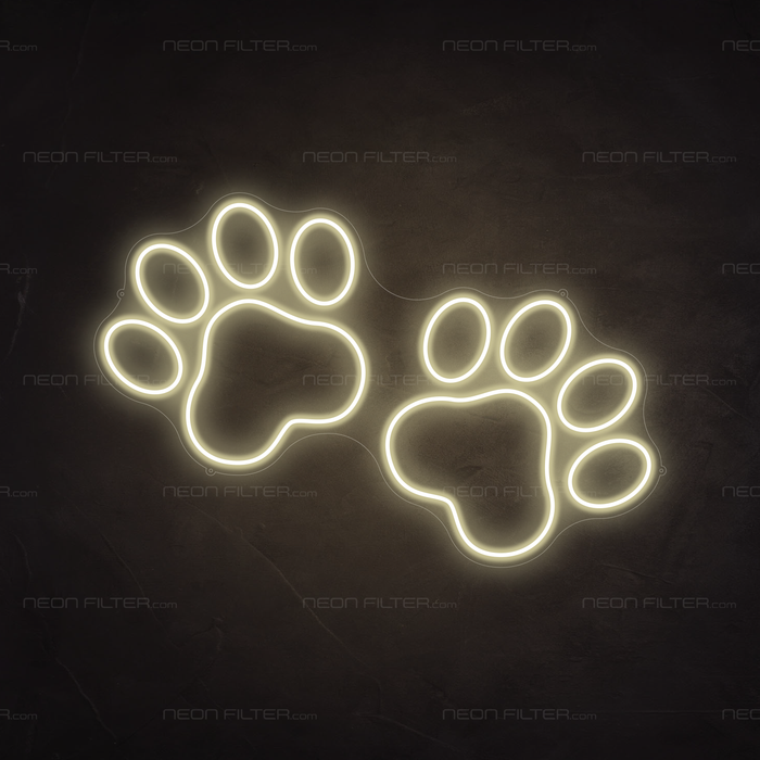 Paw Print Neon Sign in Cosy Warm White