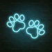 Paw Print Neon Sign in Glacier blue