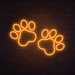 Paw Print Neon Sign in Hey Pumpkin Orange