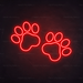 Paw Print Neon Sign in Hot Mama Red