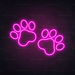 Paw Print Neon Sign in Love Potion Pink