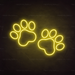 Paw Print Neon Sign in Paradise Yellow