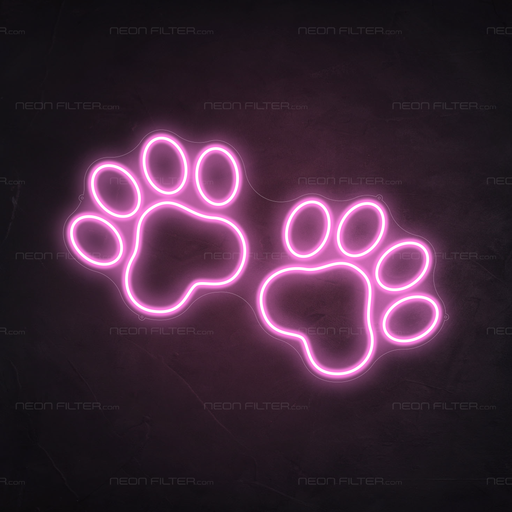 Paw Print Neon Sign in Pastel Pink