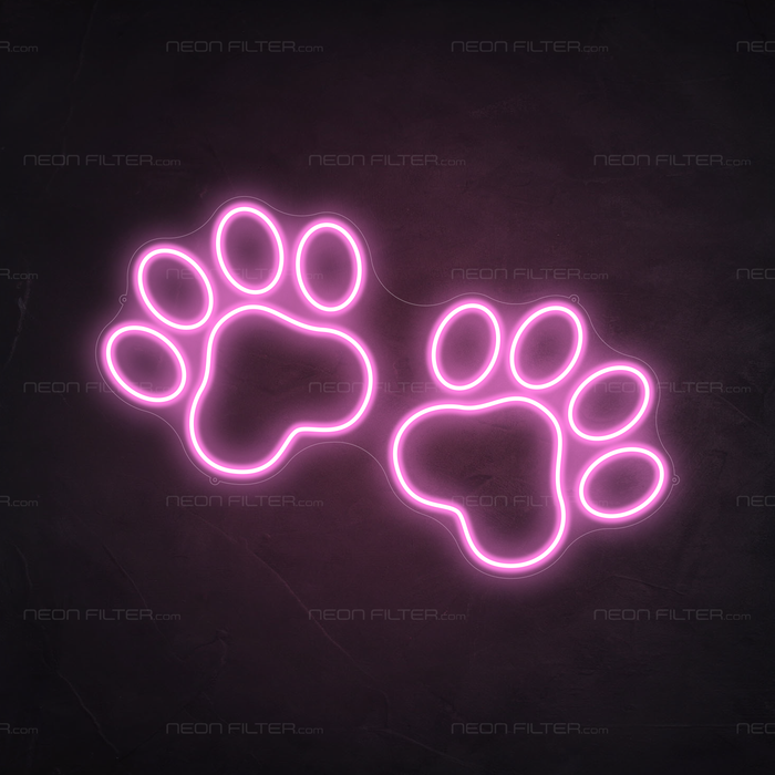 Paw Print Neon Sign in Pastel Pink