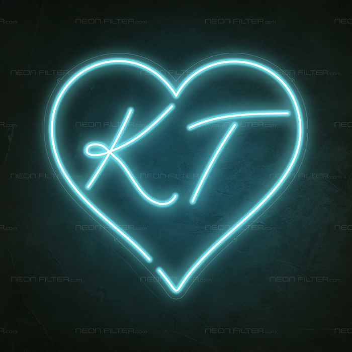 Personalised Heart Neon Sign in Glacier blue