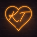 Personalised Heart Neon Sign in Hey Pumpkin Orange