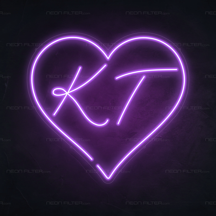 Personalised Heart Neon Sign in Hopeless Romantic Purple