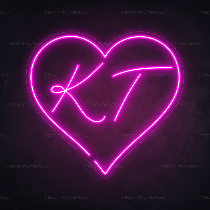 Personalised Heart Neon Sign in Love Potion Pink