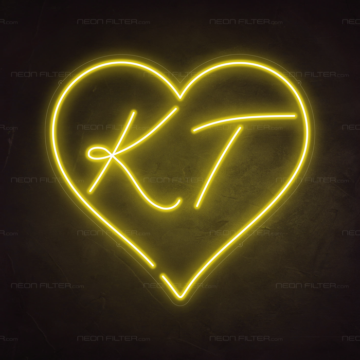 Personalised Heart Neon Sign in Paradise Yellow