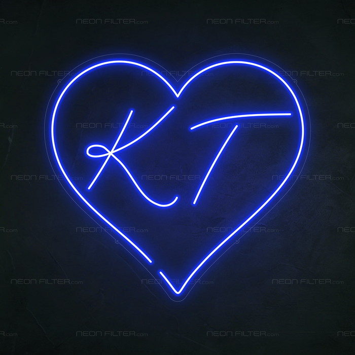 Personalised Heart Neon Sign in Santorini Blue