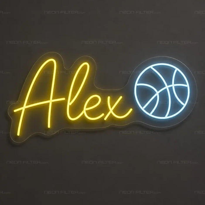 Personalised Alex Basketball Neon Sign for Kids Decor - Neon Filter