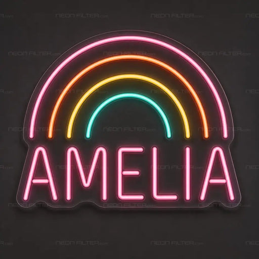 Personalised Amelia Rainbow Neon Sign for Kids Decor - Neon Filter