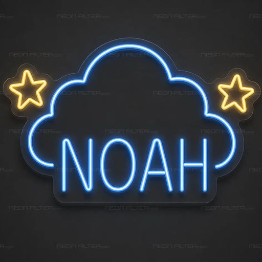 Personalised Noah Cloud Neon Sign for Kids Decor - Neon Filter