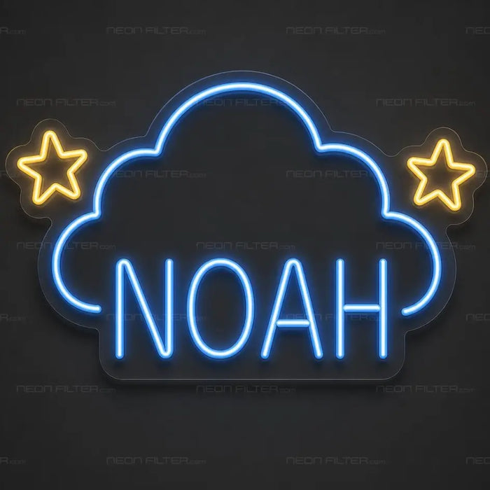 Personalised Noah Cloud Neon Sign for Kids Decor - Neon Filter