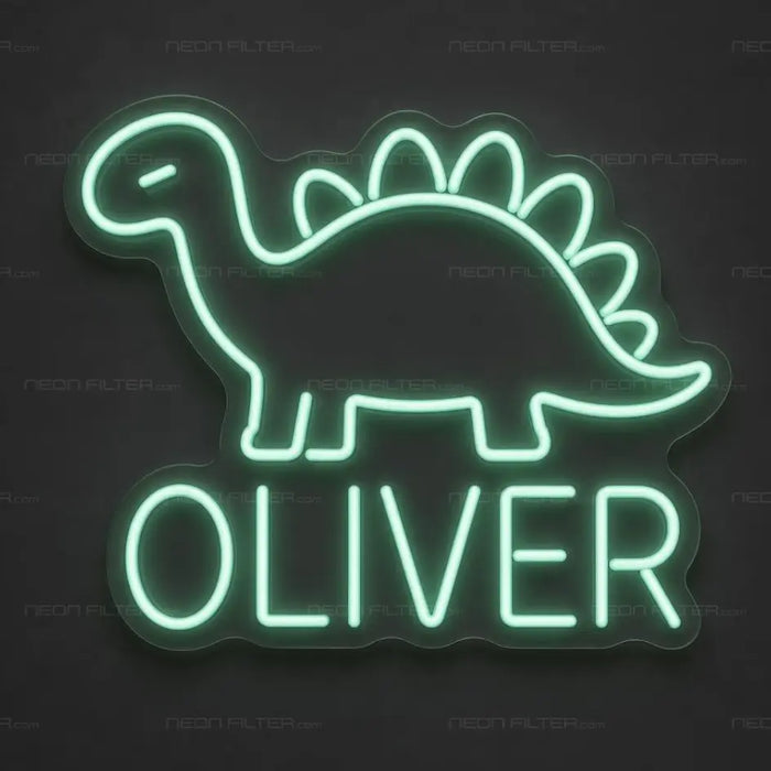 Personalised Oliver Dinosaur Neon Sign for Kids Decor - Neon Filter