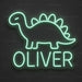 Personalised Oliver Dinosaur Neon Sign for Kids Decor - Neon Filter