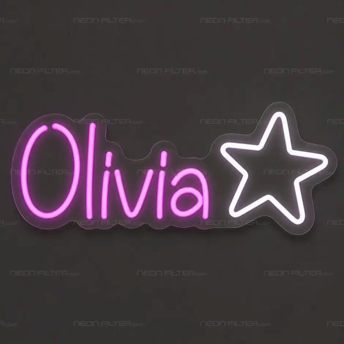 Personalised Olivia Star Neon Sign for Kids Decor - Neon Filter