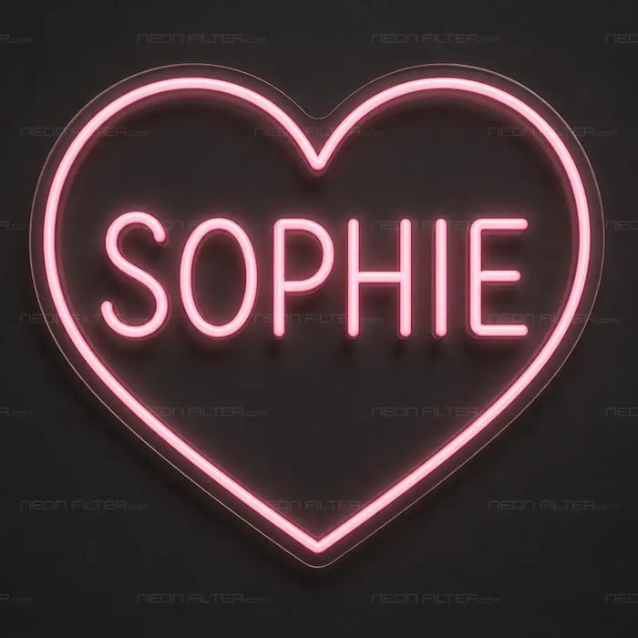 Personalised Sophie Heart Neon Sign for Kids Decor - Neon Filter