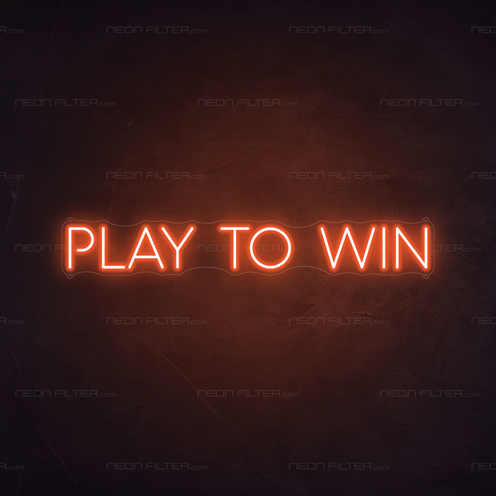 Play To Win Neon Sign in Sunset Orange