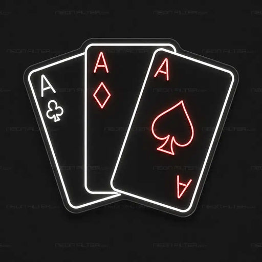 Playing Cards Neon Sign for ManCave Decor - Neon Filter