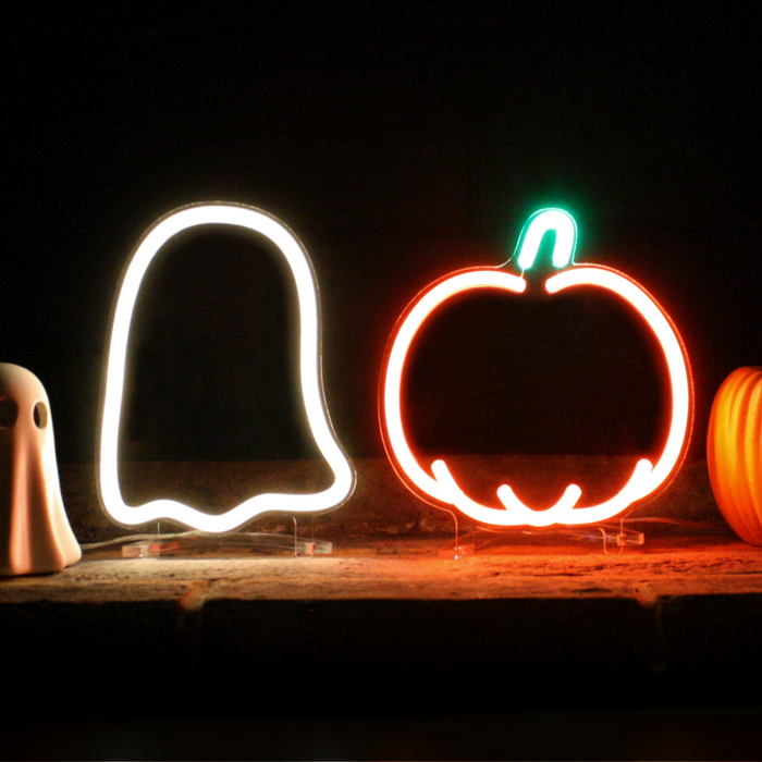 Blank ghost and pumpkin mini halloween neon signs 