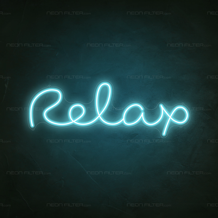 Relax Neon Sign in Glacier blue