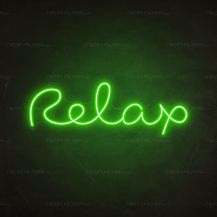 Relax Neon Sign in Glow Up Green