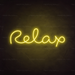 Relax Neon Sign in Paradise Yellow